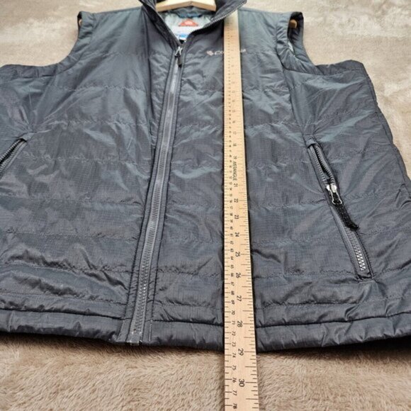 Columbia Vest Omni Heat Full Zip Gray Quilted Puffer Pockets Men's L Slope Edge - Picture 5 of 10